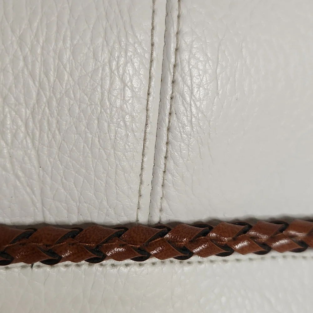 Vintage White Leather Structured Top Handle Dolce Vita Medium Sized Bag
